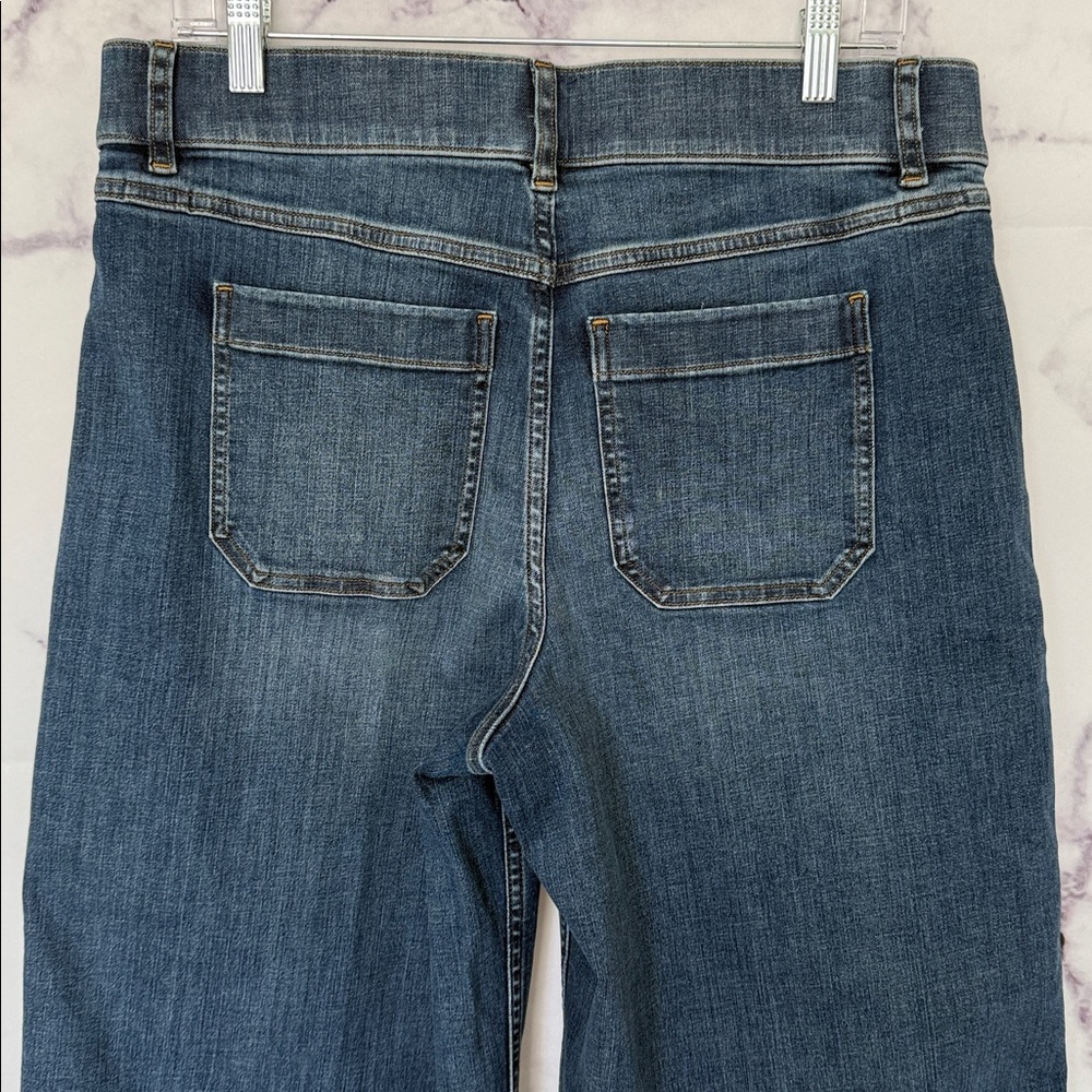 SPANX® Cropped Wide Leg Jeans in Stonewashed Blue Size XL - Picture 10 of 14
